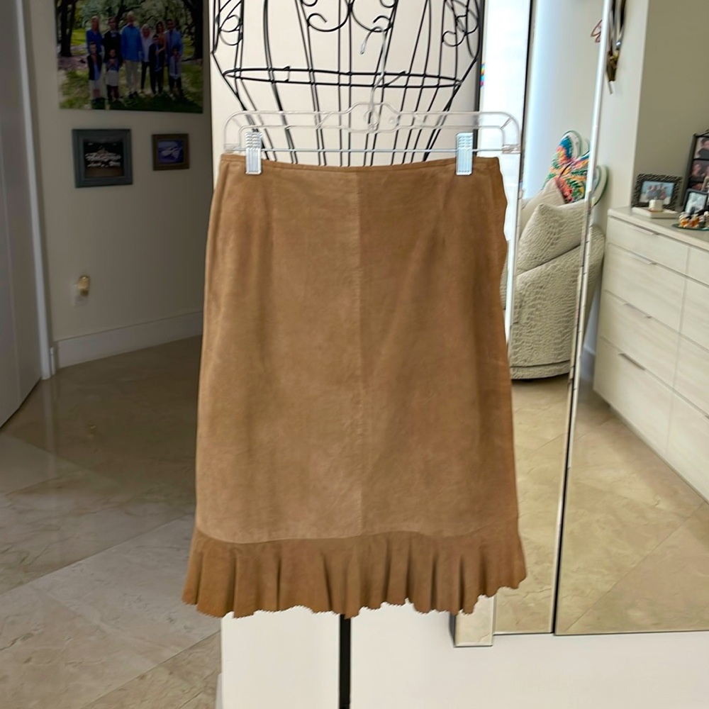 ANTHROPOLOGIE SUEDE RUFFLE SKIRT